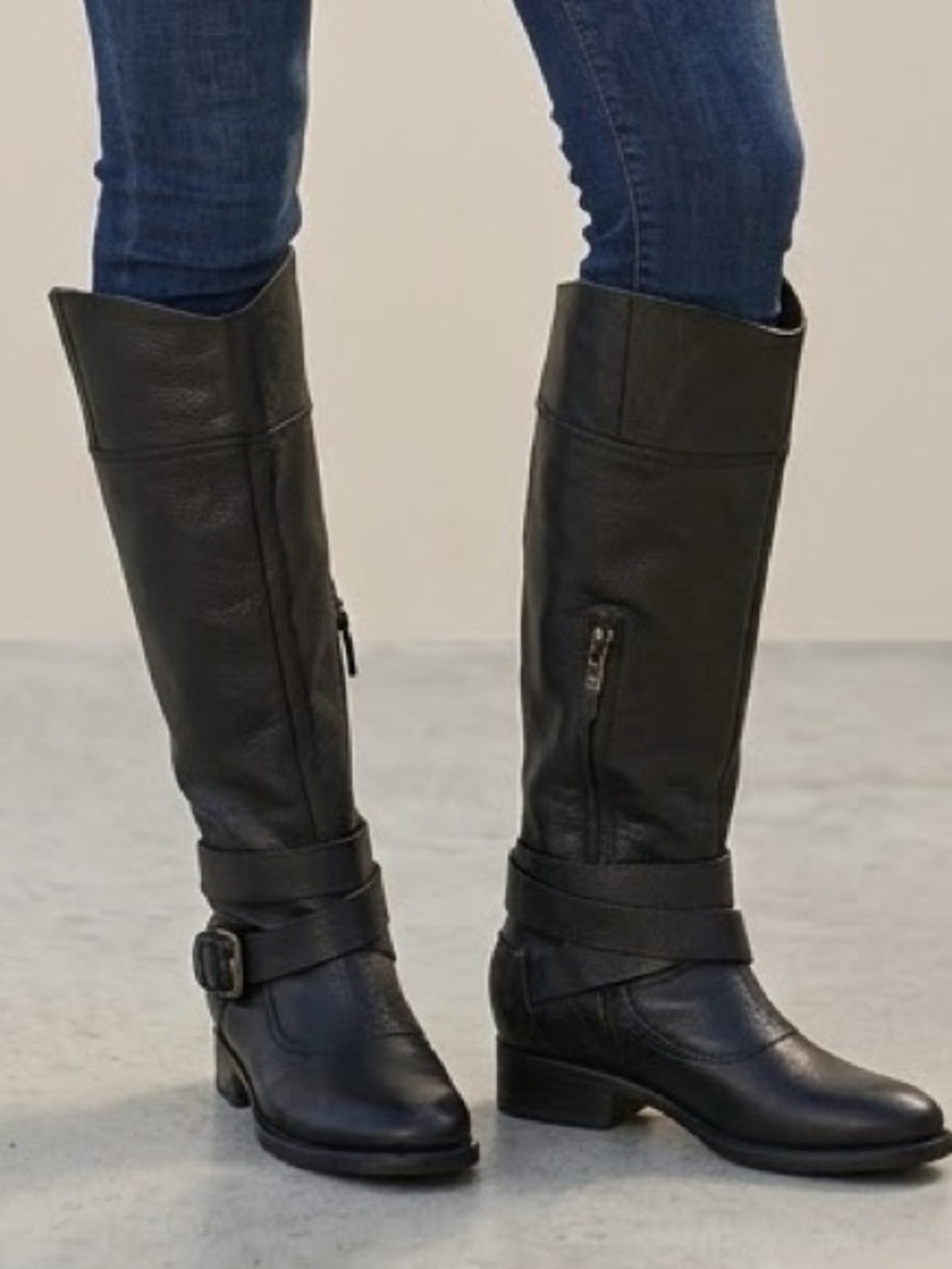 Buttero Black Tall Riding Boots Wrap Around Buckle Leather - 36EU / 5.5-6 🇮🇹